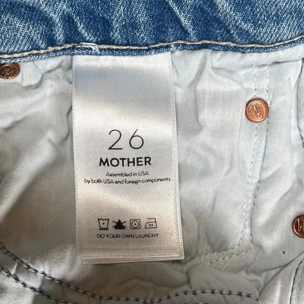 Mother The Tomcat Jeans Women 26 Light Blue Distressed Straight Leg Confession‎